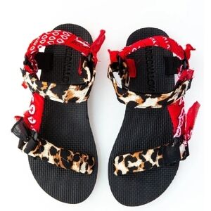 Arizona Love Red and Leopard Print Sandals